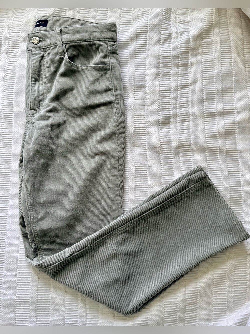 Club Monaco Women’s High Rise Slim Leg Sage/Grey Corduroy Pants: Sz 28